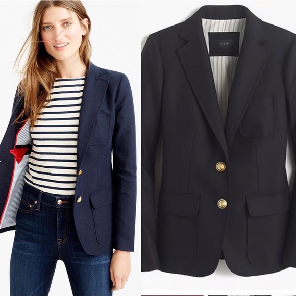 J crew black wool two buttons Rhode blazer jacket size 14
